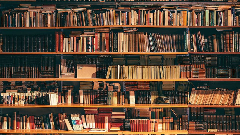 schöne bücherwand in alter bibliothek