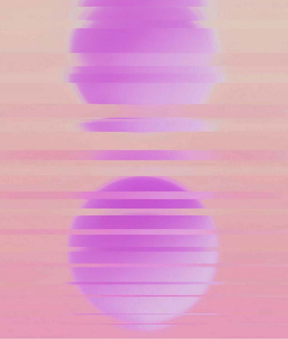 dekoratives Bild, ein abstrakter Sonnenuntergang über Wasser in Purpur- und Orangetönen